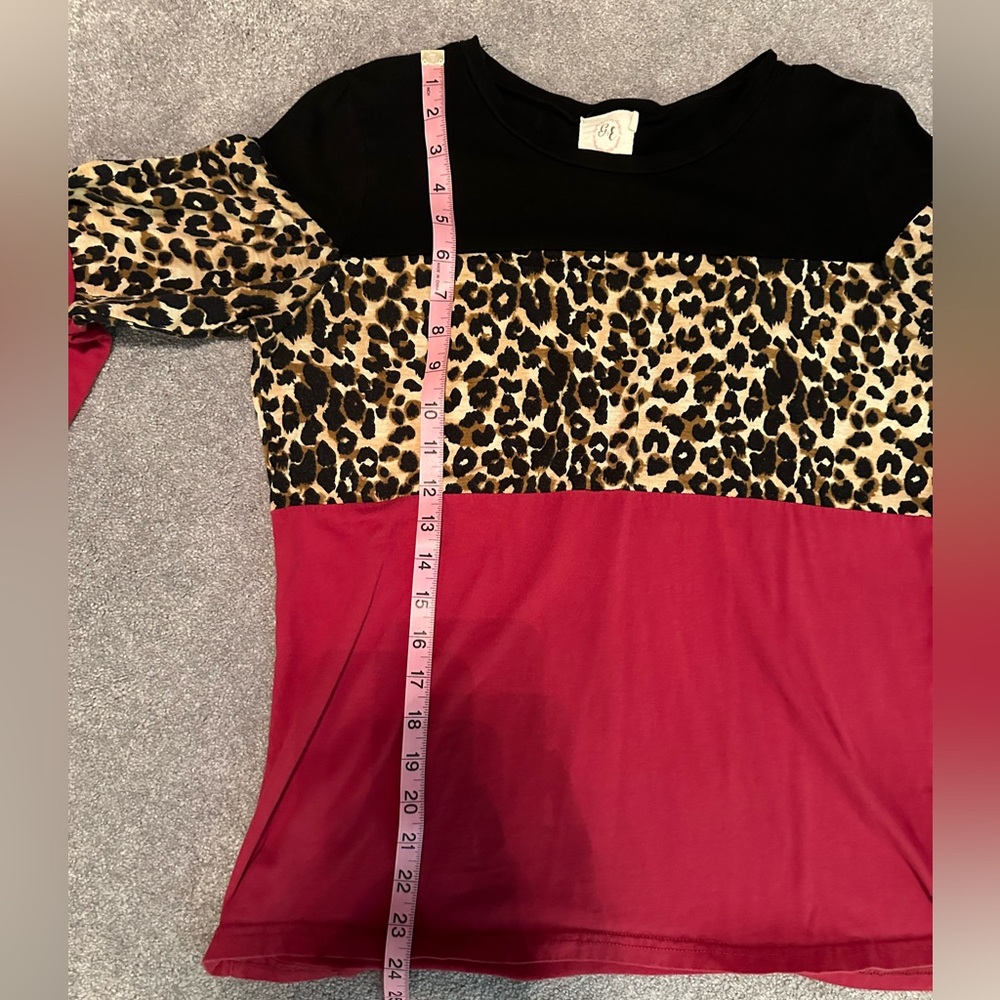 Women’s Top Red Black and animal print. Size small. - Picture 2 of 6